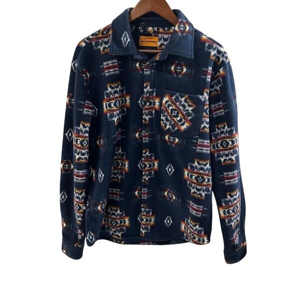 ✨Dixxon Flannel Co. Griffintown Aztec Men's Navy and White Fleece Sz L Shacket✨ - Picture 6 of 9